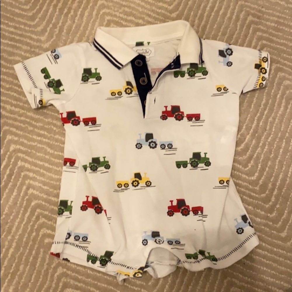 EUC. Mud Pie tractor romper. Size 6-9 months.